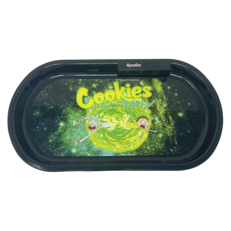 Black LED Rolling Tray Rick and Morty (Small) with Bluetooth Speaker